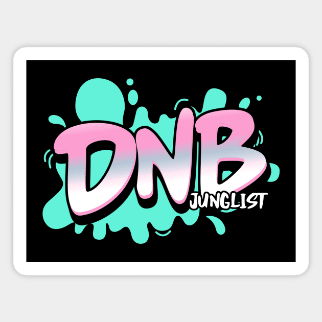 DNB - Junglist Splat (blue/black drop shadow) Magnet by DISCOTHREADZ 